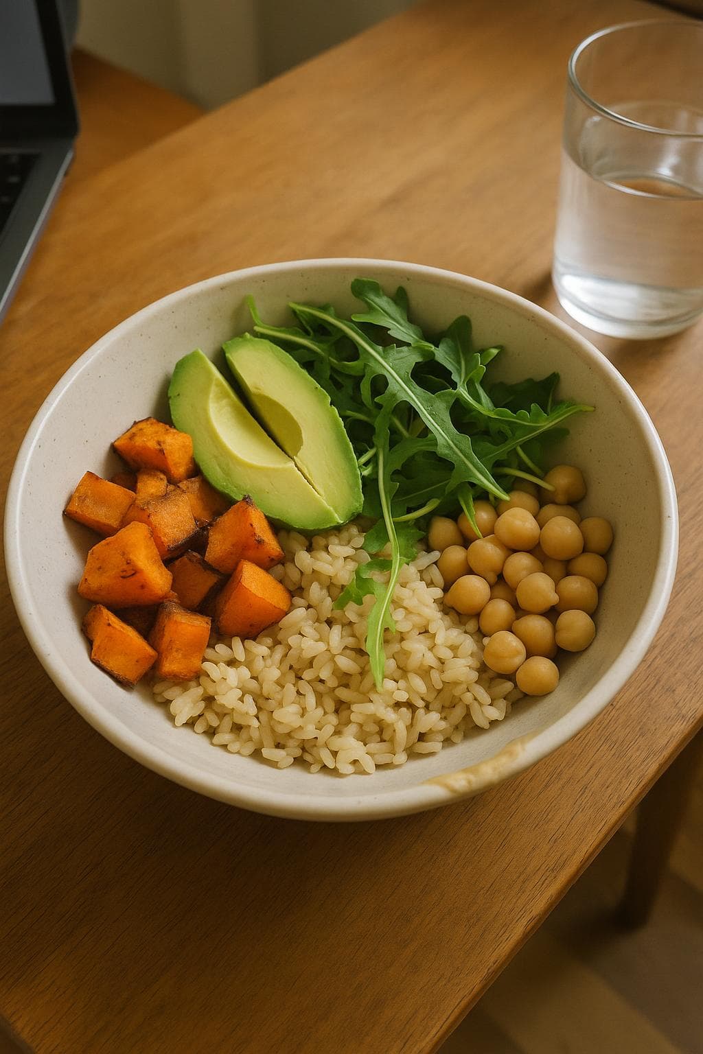 A salad bowl framed in the phone camera